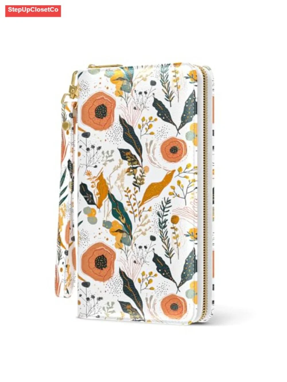 RFID Wristlet Wallet with 12 Card Slots, Phone Holder, PU Leather Clutch